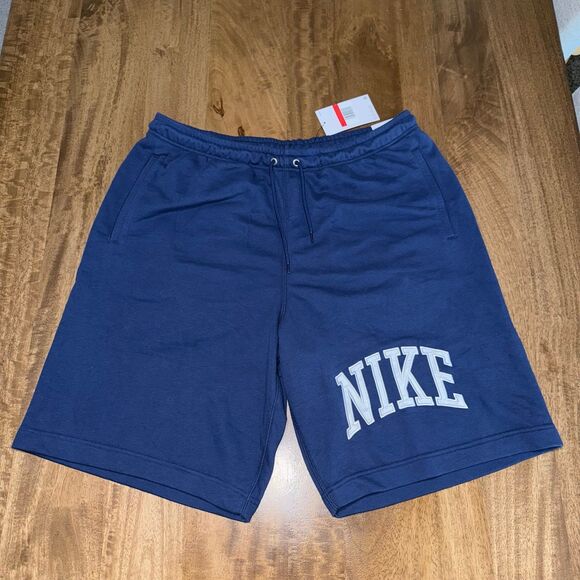 Nike Men’s Sweat Shorts Size L – Navy Blue, Embroidered Logo, NWT - Picture 3 of 8